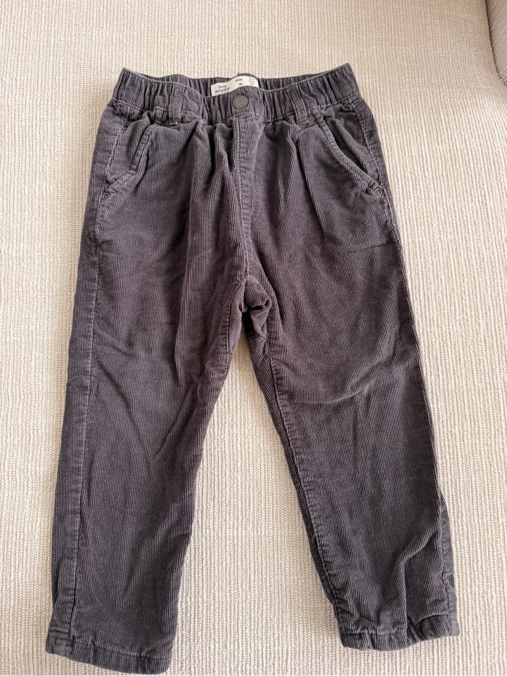 Zara Dark Charcoal Corduroy Pull-On Pants